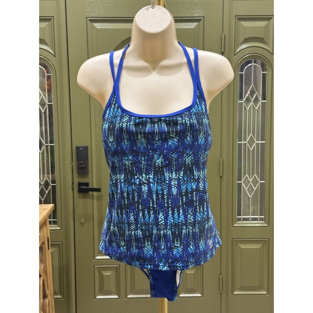 RBX multicolor blue two piece swimsuit size large